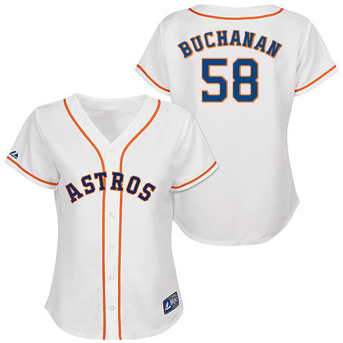 Jake Buchanan #58 mlb Jersey-Houston Astros Women's Authentic Home White Cool Base Baseball Jersey